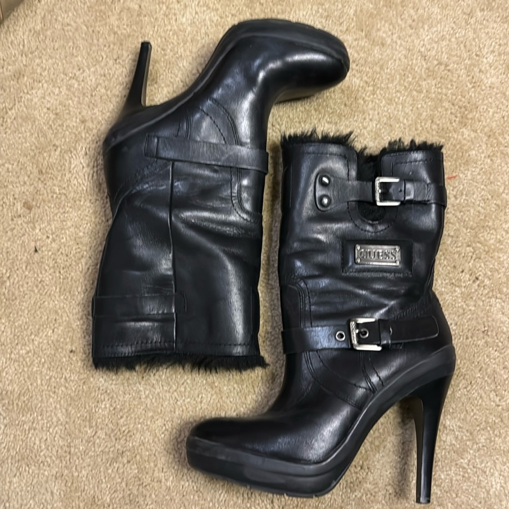 Vintage Guess leather faux fur boot